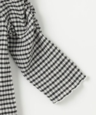 ANY KIDS シアー ギンガム 七分袖 Tシャツ ブラック