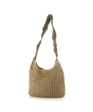 UNBILLION カシュカシュ cachecache / ドロストフリルハンドル地柄編みトート カゴバッグ ブラウン