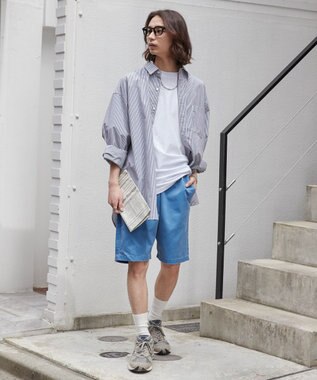 WEGO 【ユニセックス着用ITEM/ウエストゴム】リラックスイージーショーツ ブルーその他