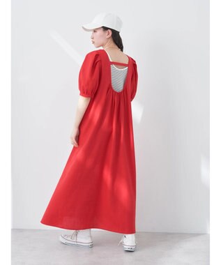 earth music&ecology リサイクルポリエステルブレンドＡラインワンピース Red