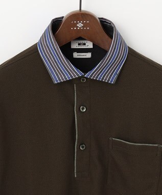 JOSEPH ABBOUD 【キングサイズ・オーガニックコットン】長袖ダディポロシャツ ダークブラウン系