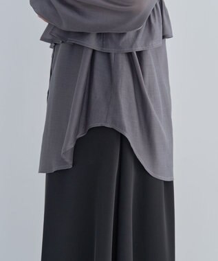 Green Parks ＳＥＴ２点フリルビスチェ＋シャツチュニック Charcoal Gray