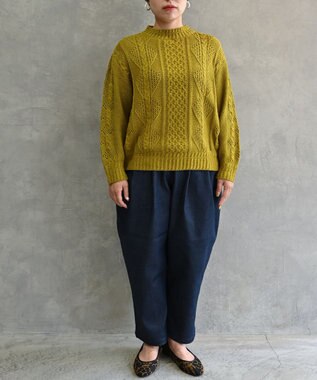 muuc 〈オーガニックコットン〉〈高品質スーピマ超長綿〉ローゲージニット アラン模様セーター GYEL　イエローその他