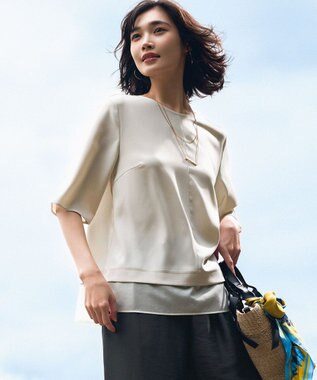 23区 L 【VERY・Oggi掲載】ストレッチジョーゼット シアーコンビ カットソー