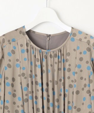 自由区 L マルチポルカドットプリント ワンピース モカベース