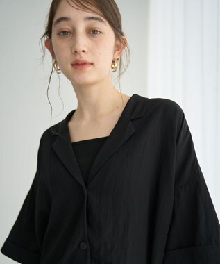 YECCA VECCA 【接触冷感】クロップドデザインジャケット② Black