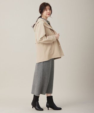 ANY SIS 【撥水・UVカット・洗える】フーデットハーフ コート ライトベージュ