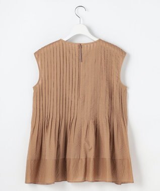 自由区 S 【涼やか】エアリーコットンリップピンタックフレンチスリーブ ブラウス ベージュ