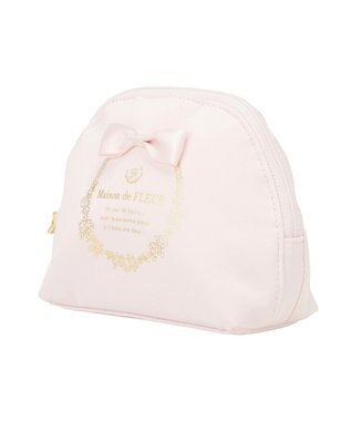Maison de FLEUR サテンリボンラウンドポーチ Pink