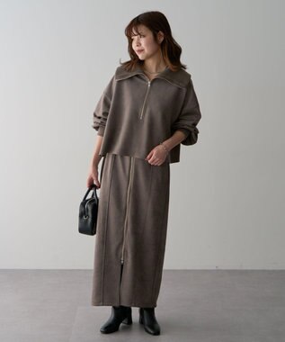 Green Parks ・ＥＬＥＮＣＡＲＥ　ＤＵＥ　スエードポンチハーフＺＩＰ Gray Beige