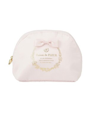 Maison de FLEUR サテンリボンラウンドポーチ Pink