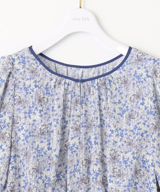 ANY SIS 【洗える】リーフMIXプリント ワンピース ブルー系