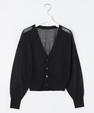 Feroux 【洗える】Vネックシアー カーデ ブラック系