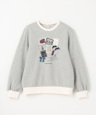 組曲 KIDS 【150-160cm】ロンドンスタンプ トレーナー グレー系
