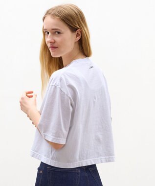 LENO EMBROIDERY  T-SHIRT / 刺繍Tシャツ WHITE×BLUE