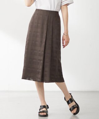 J.PRESS LADIES 【洗える】スラブカラミチェック スカート ブラウン系