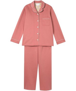 une nana cool 【綿混】ハイゲージダブルエアー 長袖開襟パジャマ MADE WITH LIBERTY FABRIC サーモンピンク