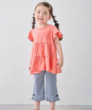 ANY KIDS 【綿100%/接触冷感】ひんやり ティアードチュニック コーラル