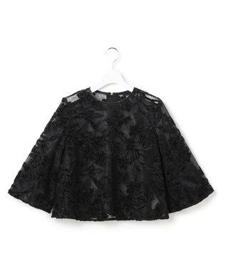 23区 【GOLD LABEL】フロッキーエンブロイダリー ブラウス ブラック系