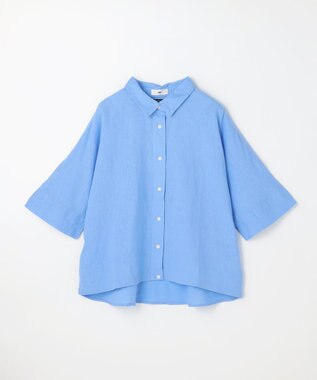 ANY ヨーロピアンリネンハーフスリーブシャツ ブルー