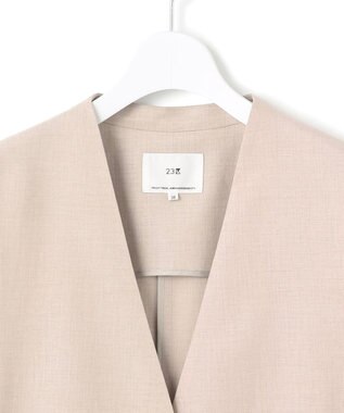 23区 【洗える】トリアセスラブストレッチ ジレ ベージュ系