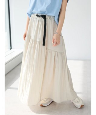 CRAFT STANDARD BOUTIQUE ガチャベルトティアードスカート Gray Beige