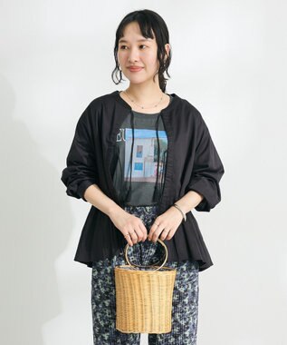 CRAFT STANDARD BOUTIQUE フリンジ紐付ペプラムブラウス Black