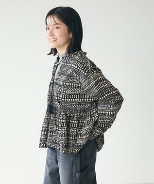 CRAFT STANDARD BOUTIQUE フリンジ紐付ペプラムブラウス Black