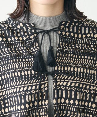 CRAFT STANDARD BOUTIQUE フリンジ紐付ペプラムブラウス Black