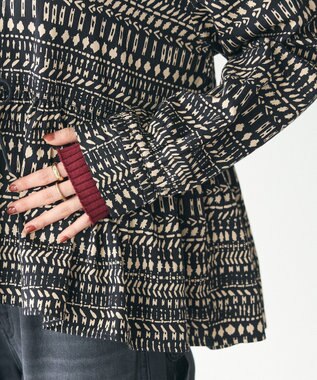 CRAFT STANDARD BOUTIQUE フリンジ紐付ペプラムブラウス Black