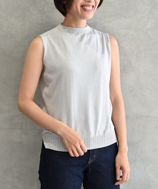 muuc 〈高品質シルク＆スーピマ超長綿〉〈洗えるニット〉ノースリーブボトルネックプルオーバー