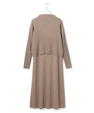 23区 L 【洗える】レイヤードニットツイン ワンピース ブラウン系