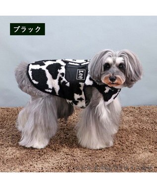  Lee 背開き ボアベスト 牛柄 《ブラック》 小型犬