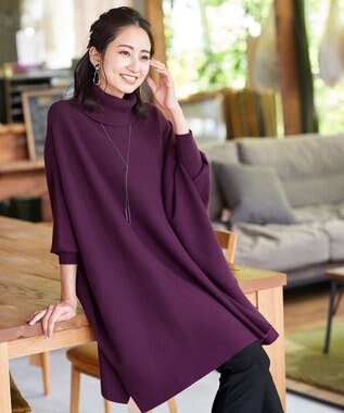 洗える 体型カバーも叶うポンチョ風ニットチュニック Tiaclasse L ファッション通販 公式通販 オンワード クローゼット