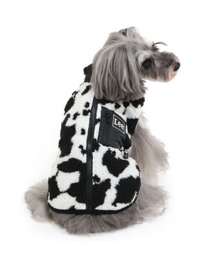 PET PARADISE Lee 背開き ボアベスト 牛柄 《ブラック》 小型犬 ブラック
