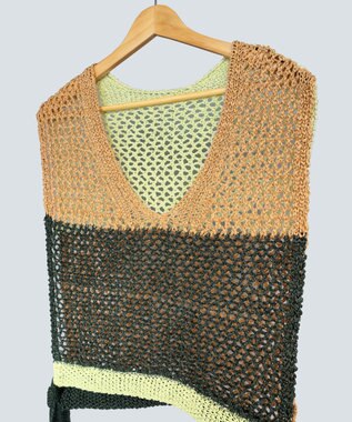 COQ STRATA 和紙ショート丈ベスト ベージュ