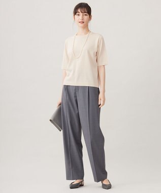 自由区 L 【アンサンブル対応・洗える】アセテートコットンプルオーバー ニット アイボリー