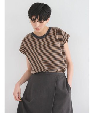 AMERICAN HOLIC 接触冷感フレンチスリーブカットプルオーバー Border Gray