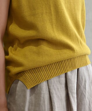 muuc 〈高品質シルク＆スーピマ超長綿〉〈洗えるニット〉ノースリーブボトルネックプルオーバー イエロー