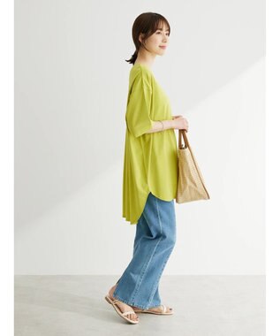 Green Parks 接触冷感バックカシュクールチュニック Lime Green