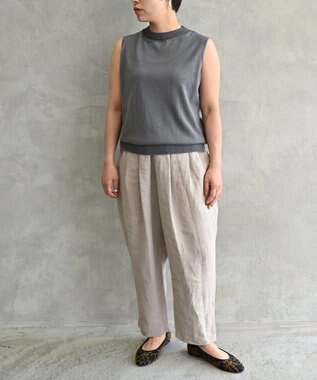 muuc 〈高品質シルク＆スーピマ超長綿〉〈洗えるニット〉ノースリーブボトルネックプルオーバー チャコールグレー