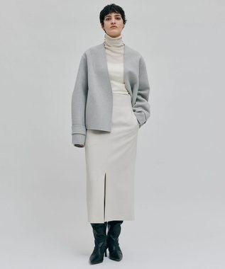 BEIGE， GRASSE / リバーウールクロップドコート L Gray