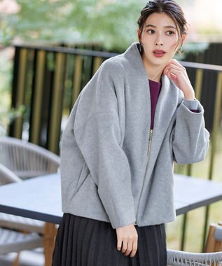 Tiaclasse モッサ風ダブルフェイスコート グレー