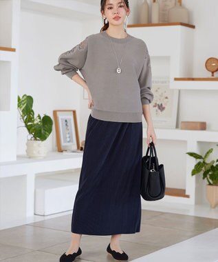 Tiaclasse L 【おのののかさん着用】クリスタルプリーツスカート ネイビー