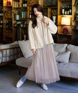 Tiaclasse モッサ風ダブルフェイスコート アイボリー