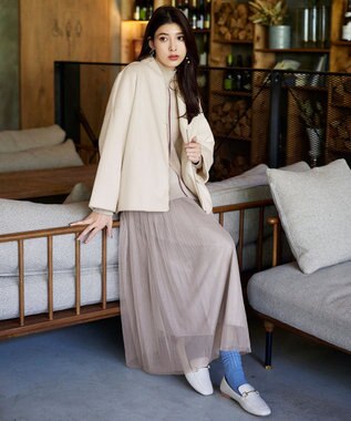 Tiaclasse モッサ風ダブルフェイスコート アイボリー