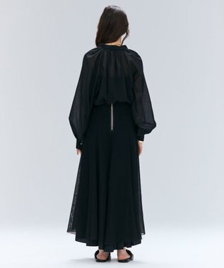 BEIGE， PINE / ウールレイヤードフレアスカート Black