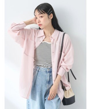 earth music&ecology ウ゛ィンテージボタンフロントポケットシャツ Light Pink