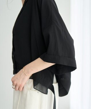 YECCA VECCA 【接触冷感】クロップドデザインジャケット② Black