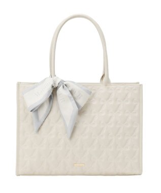 Maison de FLEUR スカーフ付き2ルームリボンキルティングトート Ivory